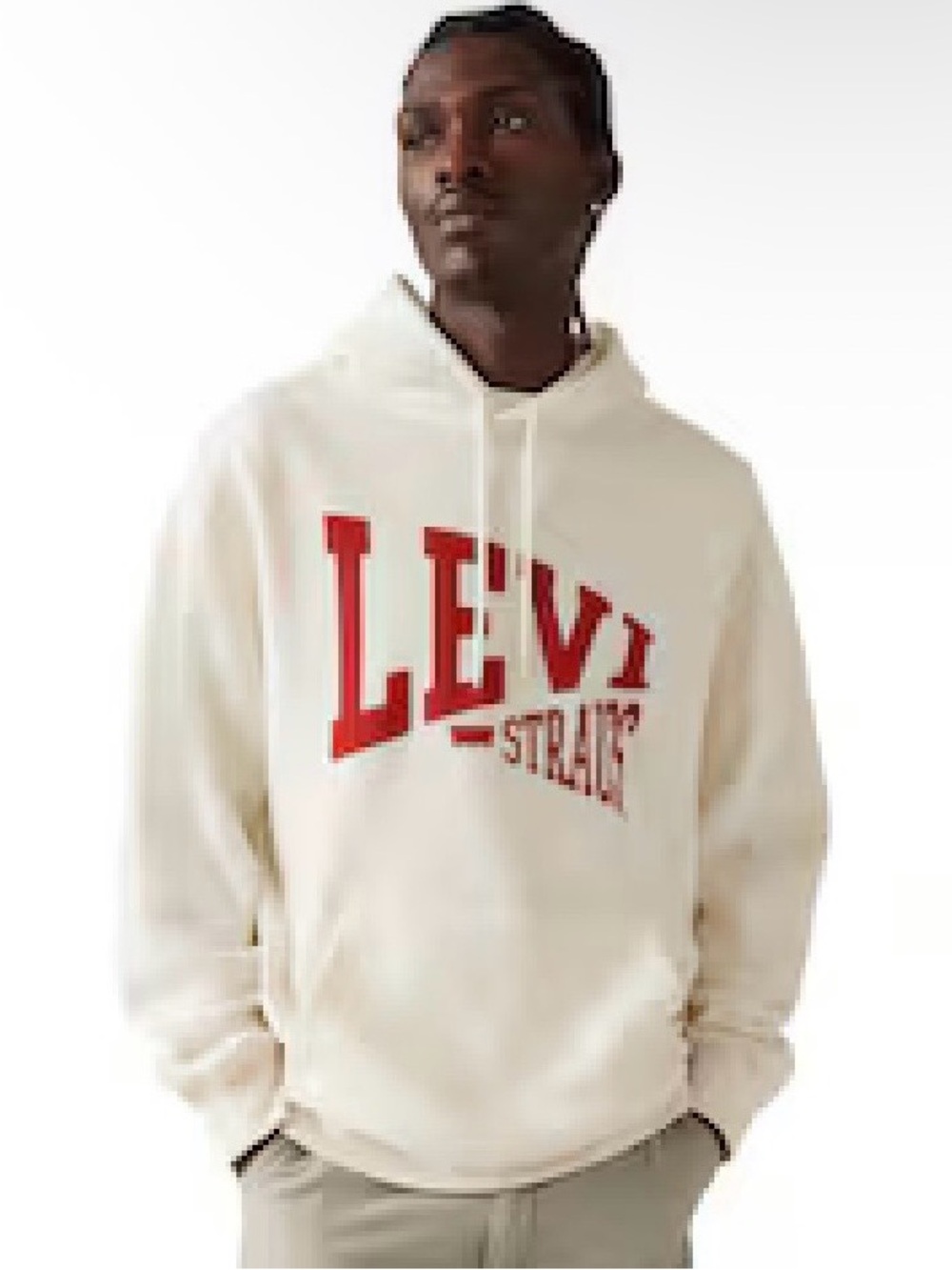 Levi’s Men’s Relaxed Fit Varsity Red Cream Graphic Hoodie Size Medium NWT